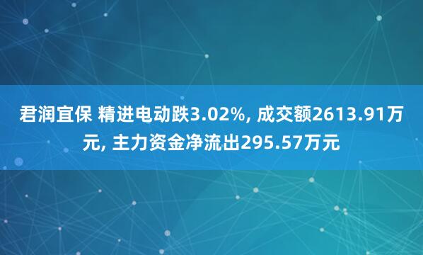 君润宜保 精进电动跌3.02%, 成交额2613.91万元, 主力资金净流出295.57万元