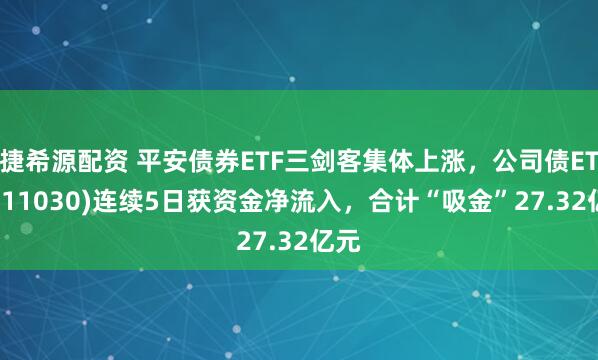 捷希源配资 平安债券ETF三剑客集体上涨，公司债ETF(511030)连续5日获资金净流入，合计“吸金”27.32亿元